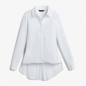 Split Back High Low Pleated Poplin Shirt